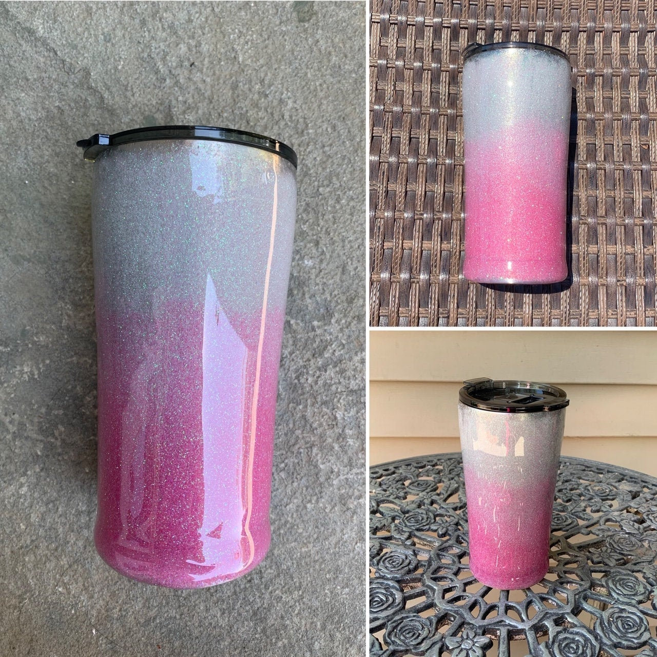 Pink Ombre Glitter Tumbler-tumbler Cups-tumbler With Straw-glitter