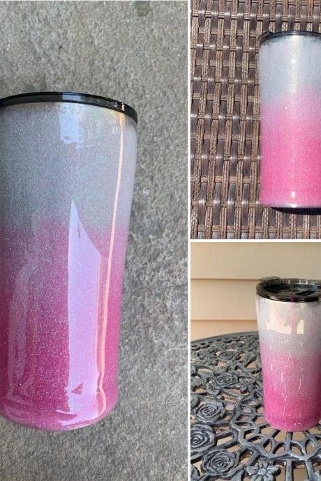 Pink Ombre Glitter Tumbler-tumbler Cups-tumbler With Straw-glitter Tumbler-tumblers For Women-large Tumbler-custom Tumbler-ombre Tumbler