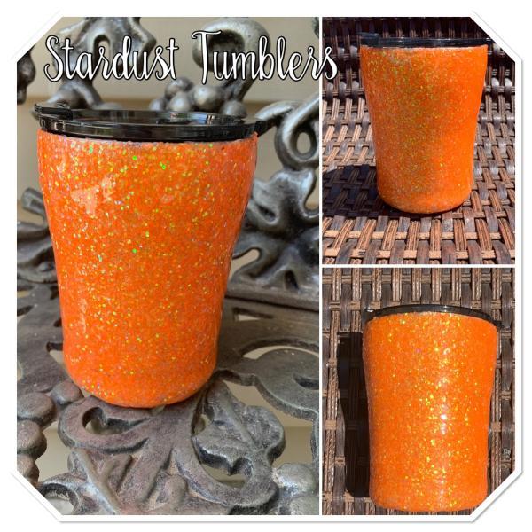 Orange Glitter Tumbler-tumbler cups-hunting tumbler-glitter tumbler-tumblers for women-10 oz tumbler-custom tumbler-chunky glitter tumbler